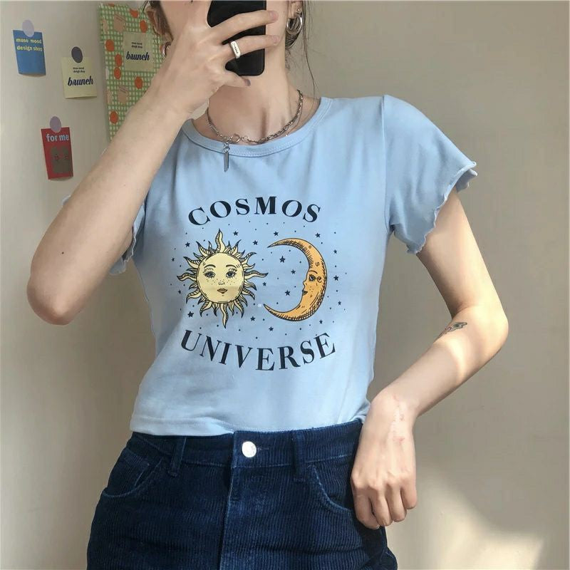 Cosmos Universe Short-Sleeved Crop Top