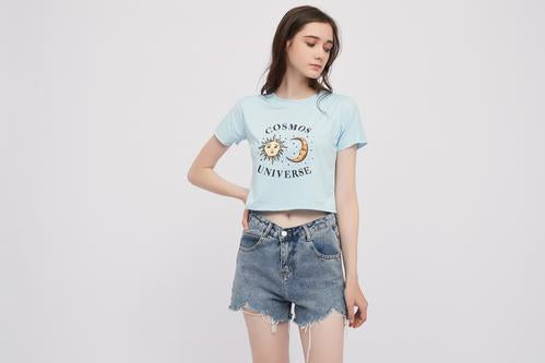 Cosmos Universe Short-Sleeved Crop Top