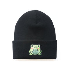 Cute Frog Embroidered Warm Beanie