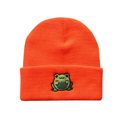 Cute Frog Embroidered Warm Beanie