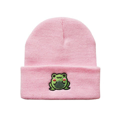 Cute Frog Embroidered Warm Beanie