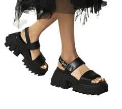 Grunge Platform PU Leather Slingback Ankle Strap