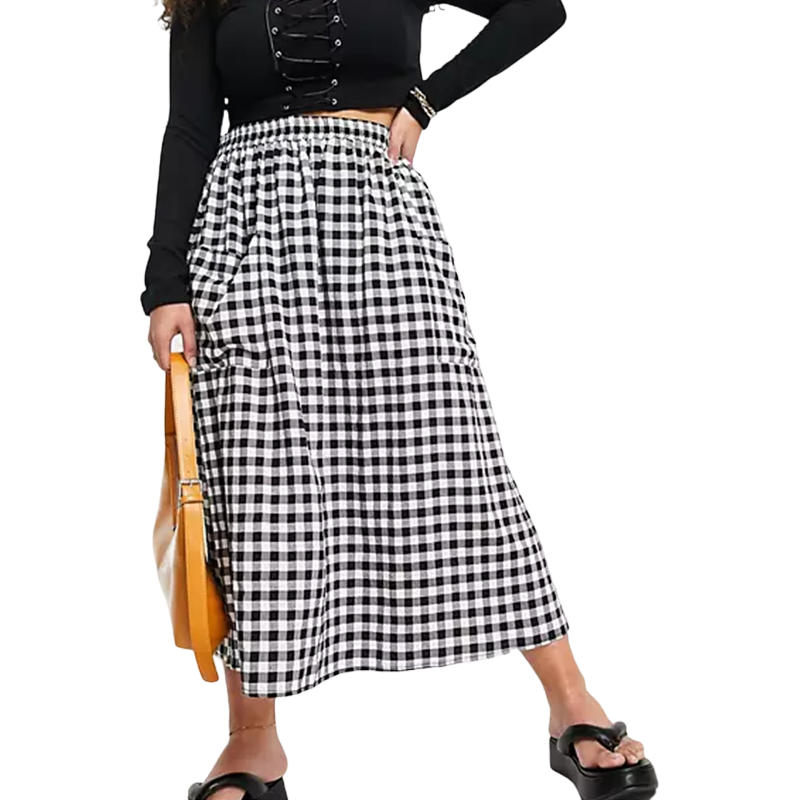 Oversized Checkered Skirt