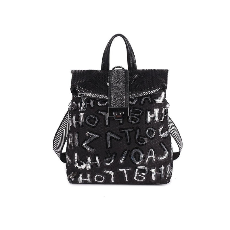 Dark With Sequin Lettering Backpack