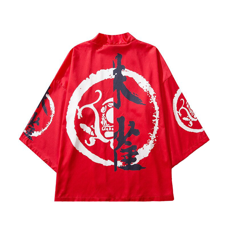 Dragon and Kanji Symbols 3/4 Sleeve Kimono