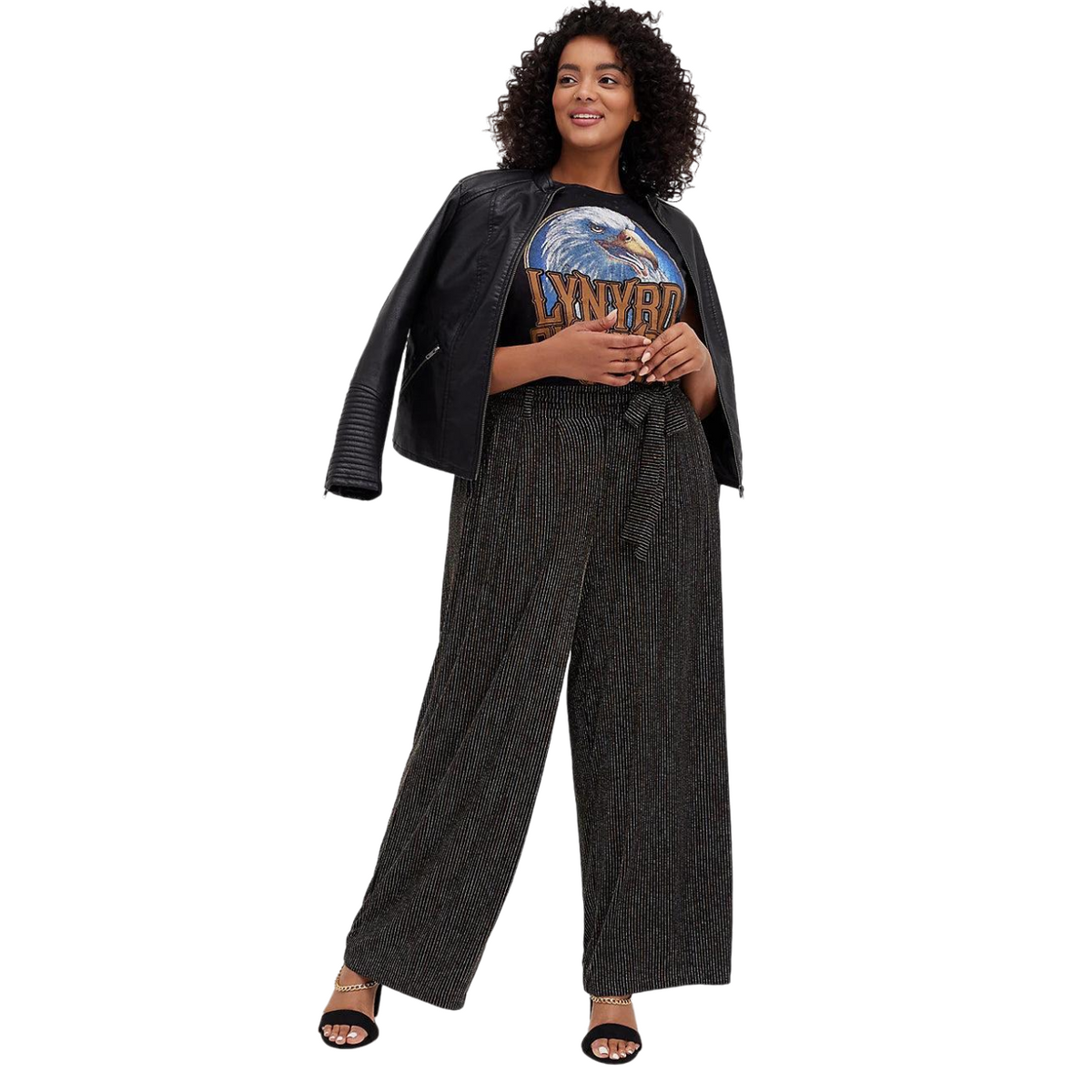 Striped Plus Size Wide Leg Pants