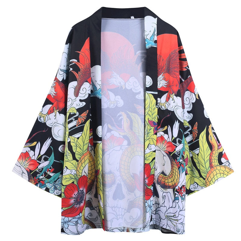 Eagle and Snake Fight 3/4 Sleeve Kimono