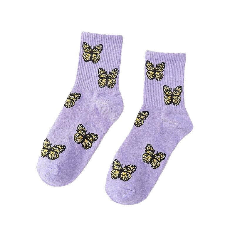 Butterfly Middle-Tube Sock