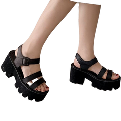 Grunge Black Platform Women Sandals