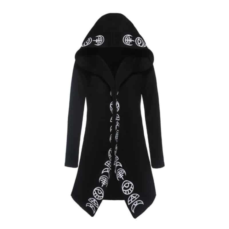 Gothic Moon Phases Coat Hooded