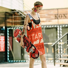 Graffiti Letters Orange Suspender Dress