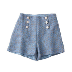 High Waist Tweed Shorts