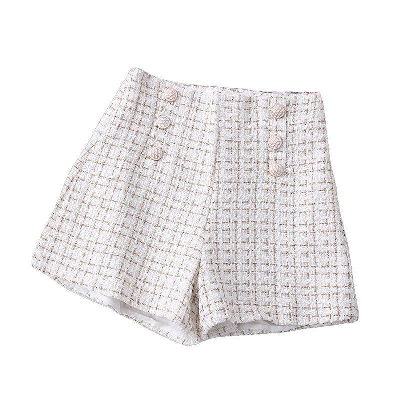 High Waist Tweed Shorts