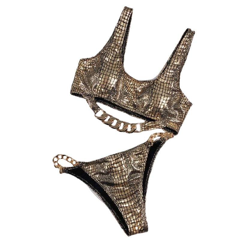 Hollow Strapped Bikini Swimsuit