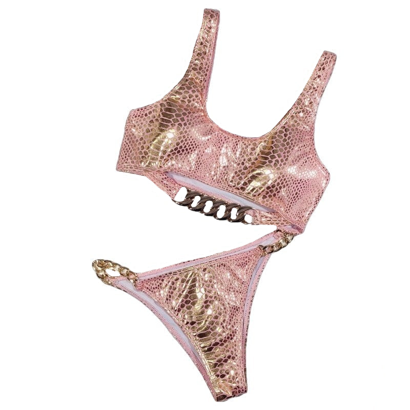 Hollow Strapped Bikini Swimsuit