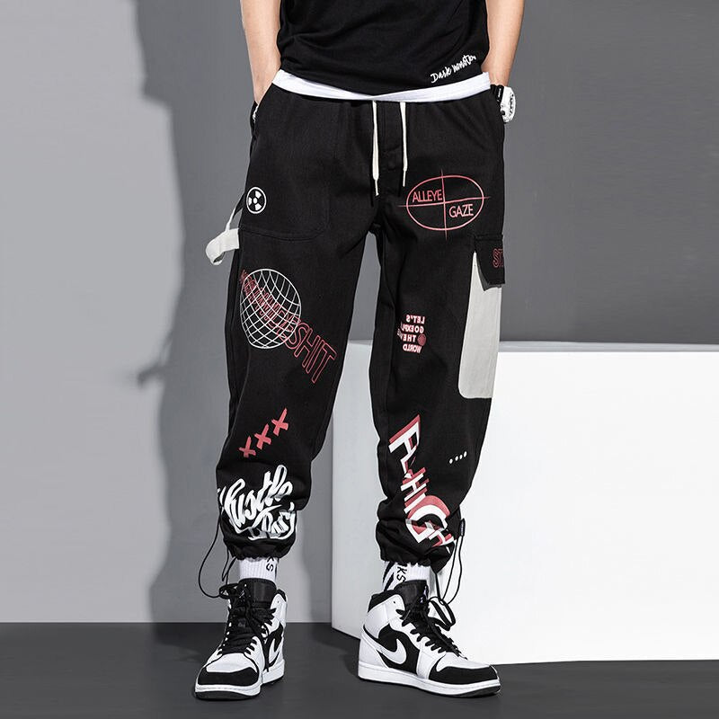 Graffiti Multi Pockets Loose Cargo Pants