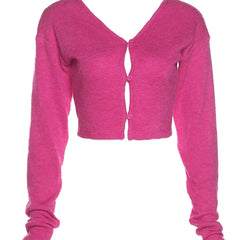 Pink Kawaii Cropped Cardigan