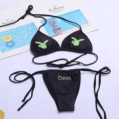 Devil Dark LaceUp Bikini Set