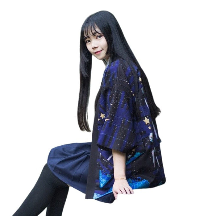 Japanese Moon And Stars Kimono