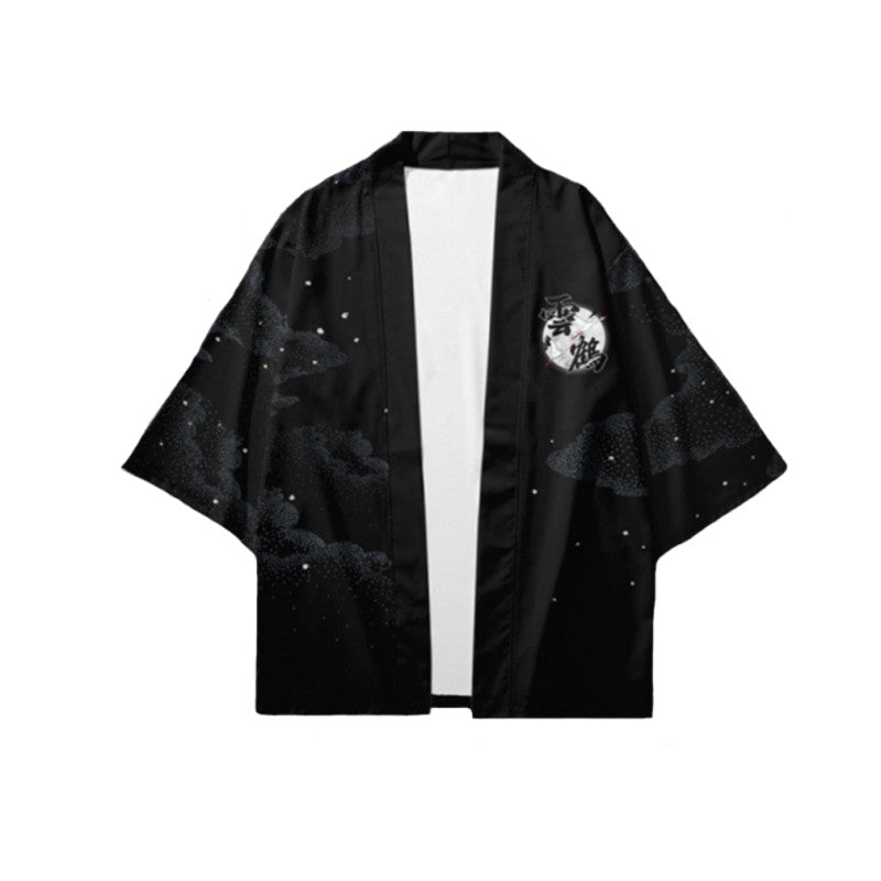 Kanji Japanese Cranes 3/4 Sleeve Kimono