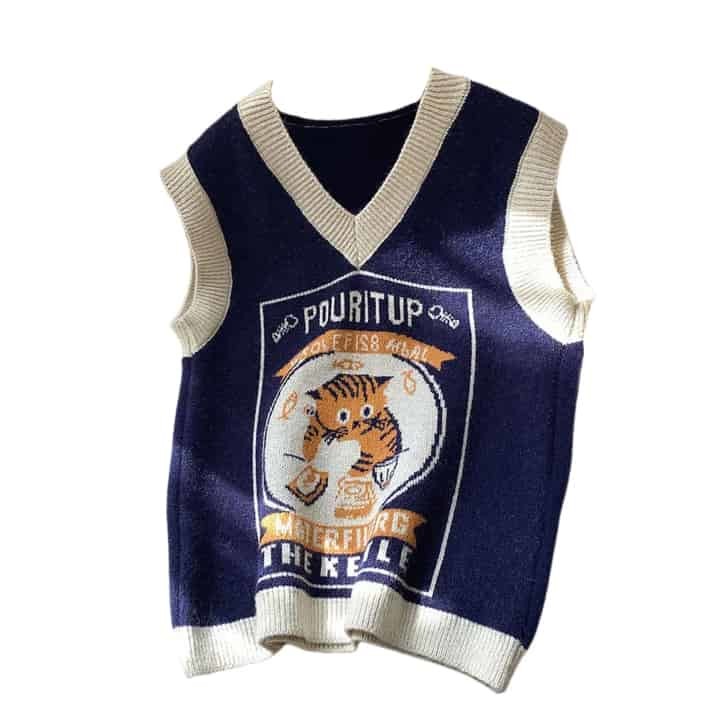 Kawaii Pouritup Cat Knitted Vest