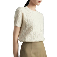 Knitted Short Sleeve O-Neck Cardigan