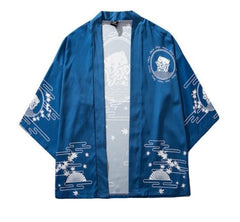 Lucky Cat Blue 3/4 Sleeve Kimono