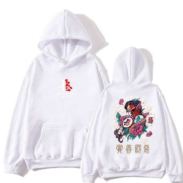 Harajuku Two Faces Demon Hoodie