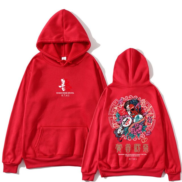 Harajuku Two Faces Demon Hoodie