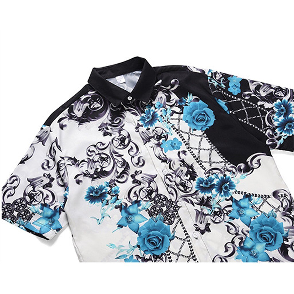 Blue Roses Clouds Buttons Shirt