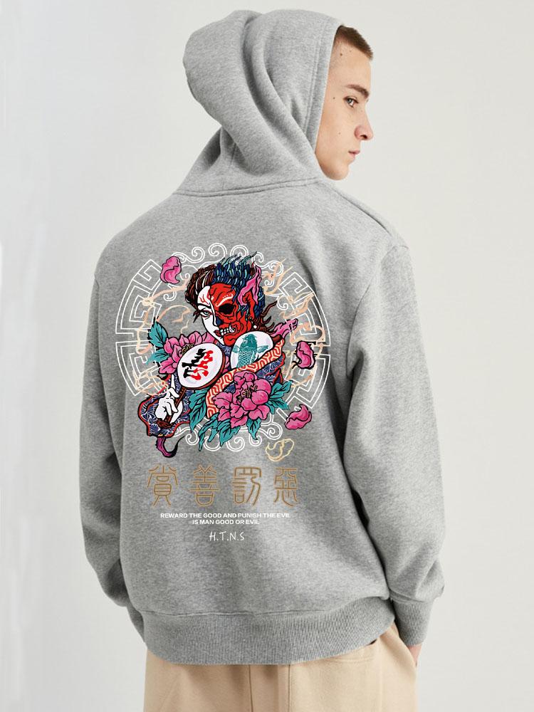 Harajuku Two Faces Demon Hoodie