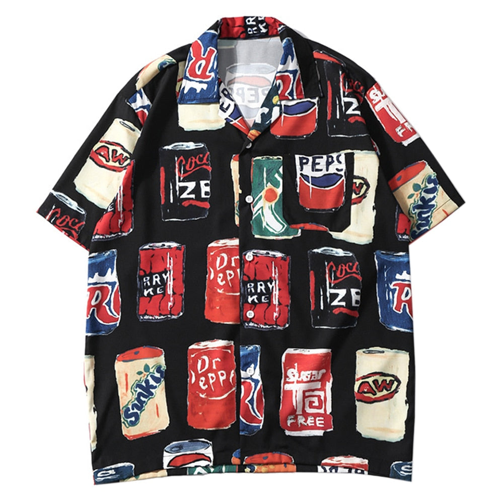 Cans Pepsi Coke Buttons Shirt