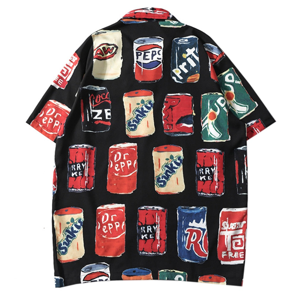 Cans Pepsi Coke Buttons Shirt