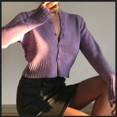 Cute Solid Color Round Neck Long Sleeve Sweater