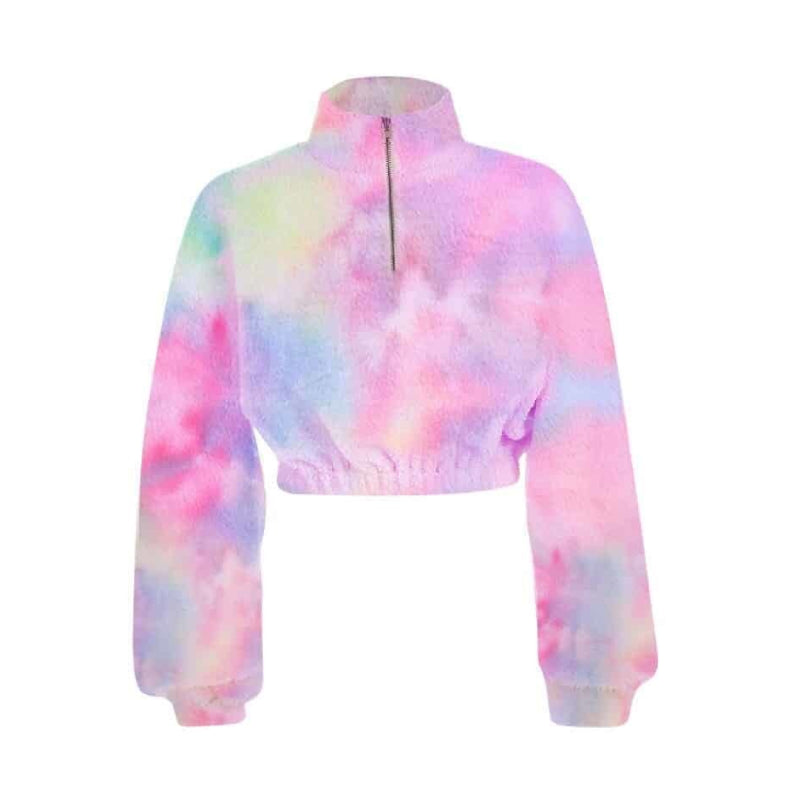 Rainbow Pastel Plush Loose Short Jacket