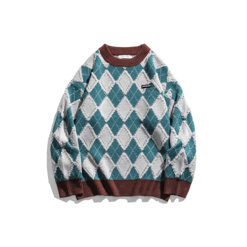 Round Neck Geometric Sweater