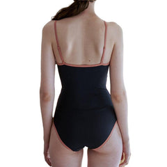 Contrasting Black Vintage One-Piece Split Swimsuit