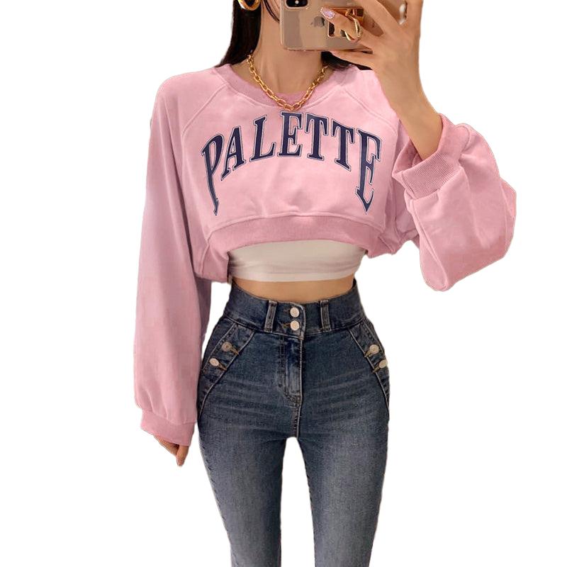 Cute Pink Loose Short PALETTE Hoodie