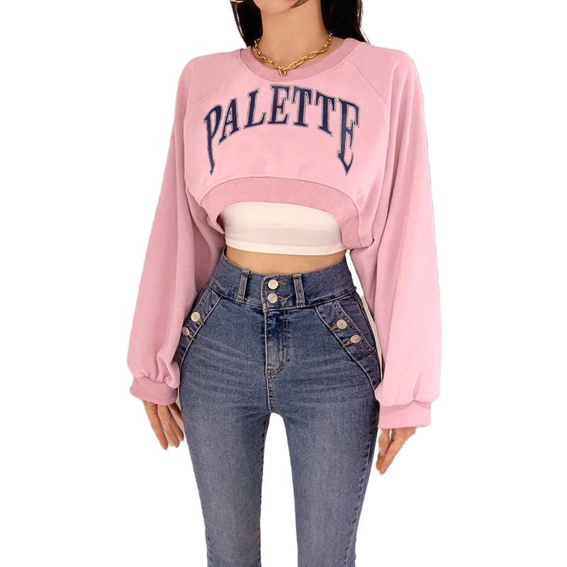 Cute Pink Loose Short PALETTE Hoodie