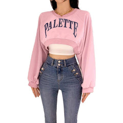 Cute Pink Loose Short PALETTE Hoodie