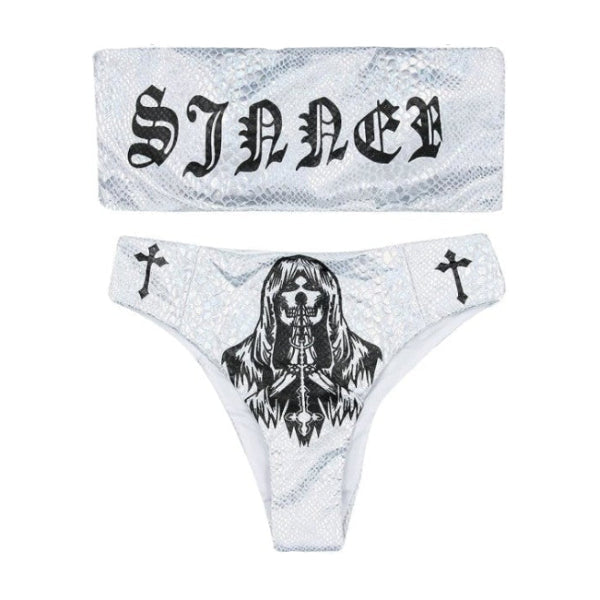 Sexy Funny Gothic Letters Pattern Bikini