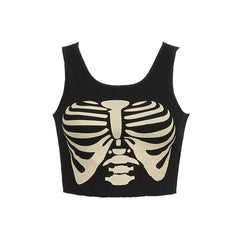 Skeleton Black Gothic Cropped Tank Top