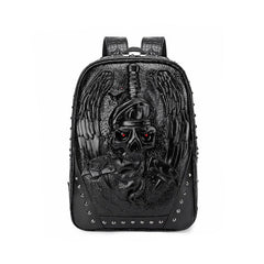 Skull Snake and Wings 3D PU Leather Backpack