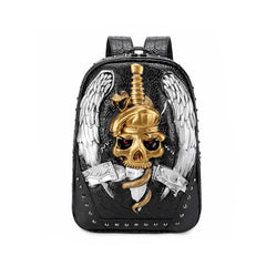 Skull Snake and Wings 3D PU Leather Backpack