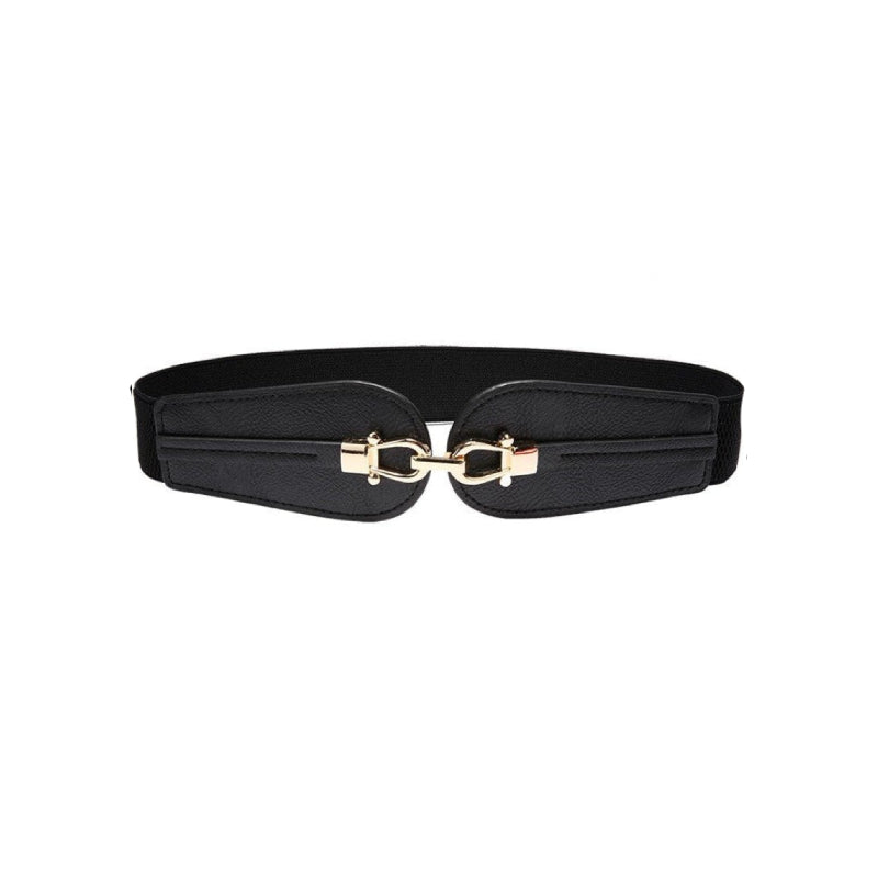 Solid Color Wide Elastic PU Leather Belt