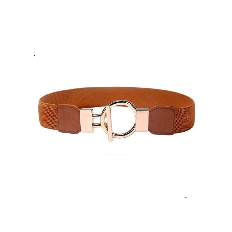 Solid Color Wide Elastic PU Leather Belt