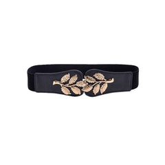 Solid Color Wide Elastic PU Leather Belt