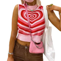 Striped Heart Knitted Vest