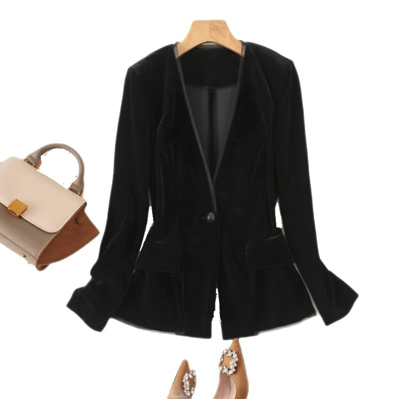 Velvet Loose Black Blazer and Pants