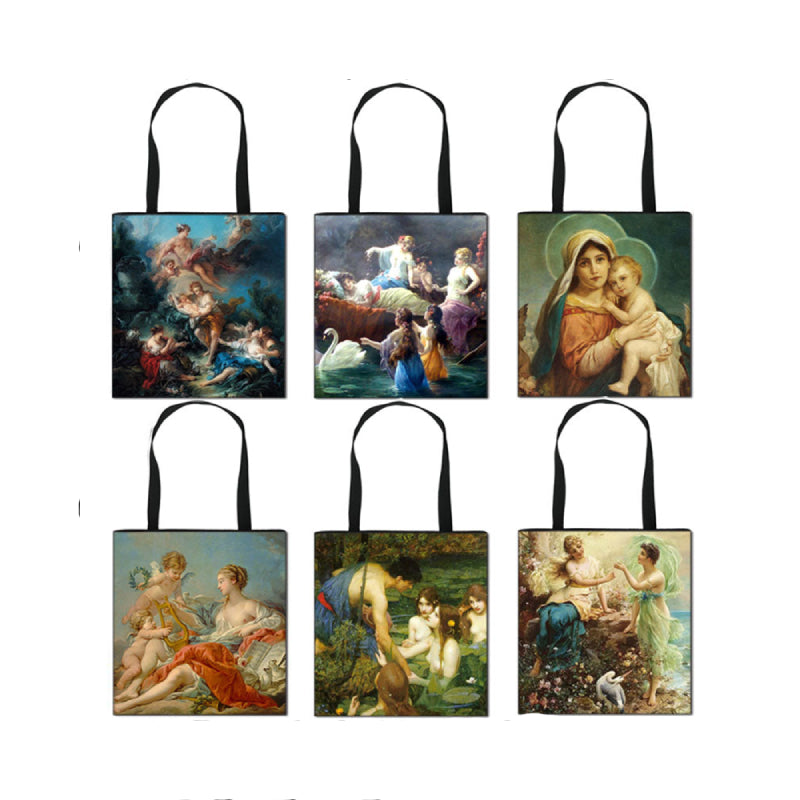 Vintage Fantasy Painting Fairy and Angel Large Capacity Shopping Bag